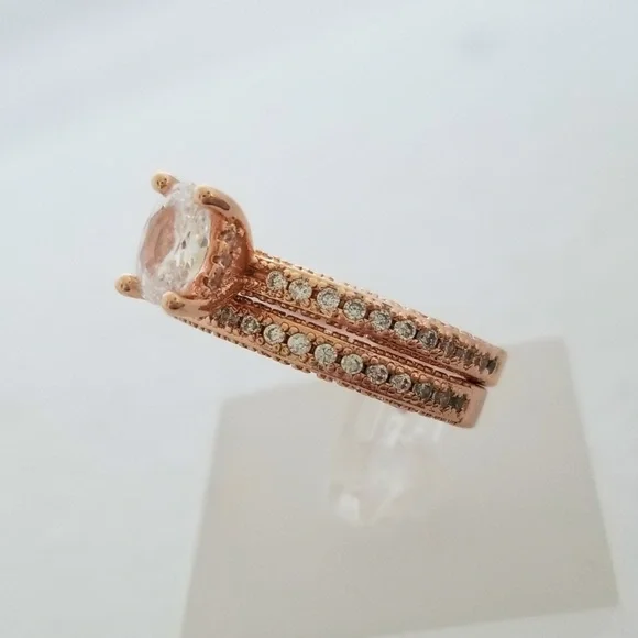 (2pcs) 1ct TW 18k Over Sterling Ring Set - Picture 2 of 8